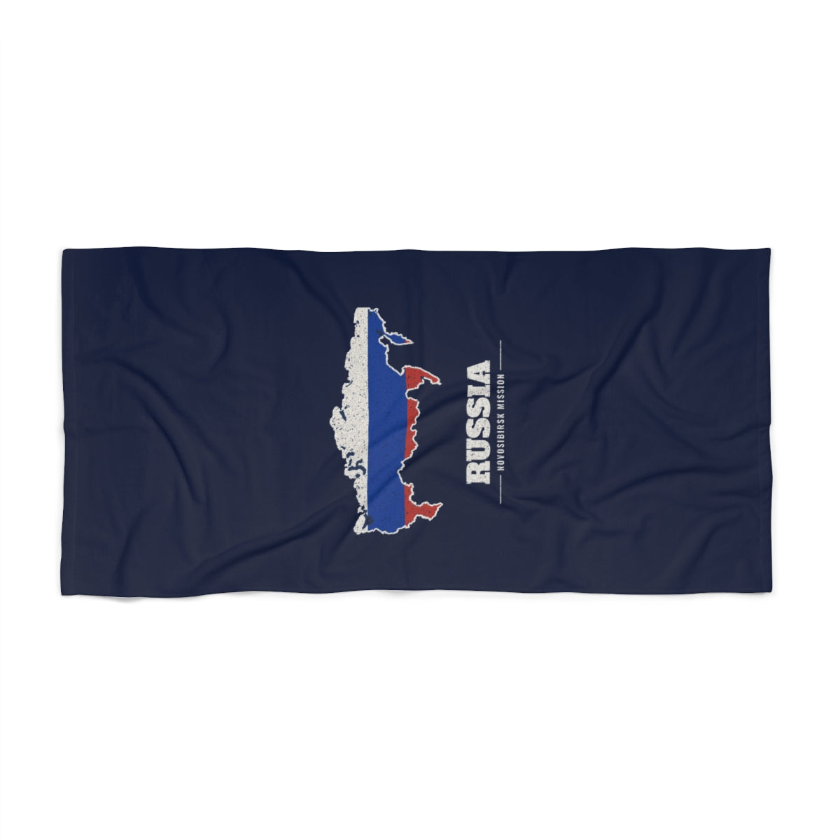 Russia Novosibirsk Mission flag map beach towel by Weak Things view 2