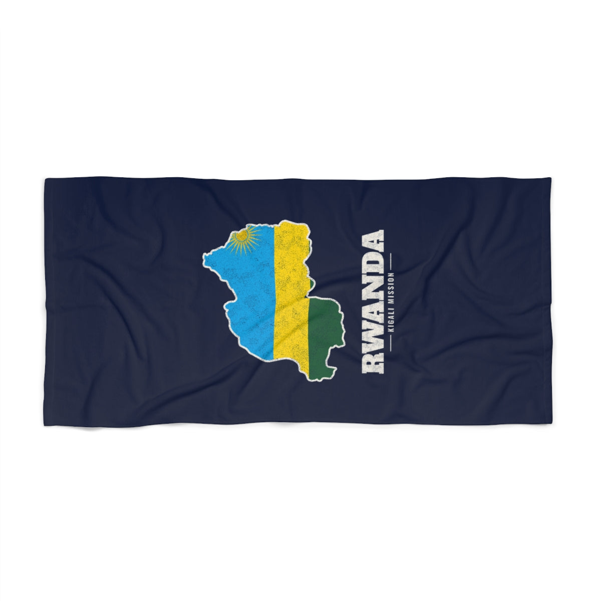 Rwanda Kigali Mission flag map beach towel by Weak Things view 2