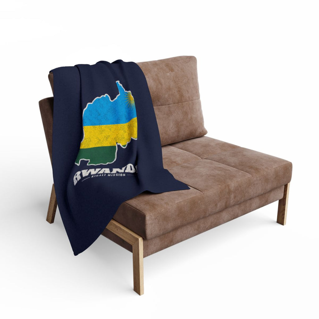 Rwanda Kigali Mission flag map fleece blanket by Weak Things view 2