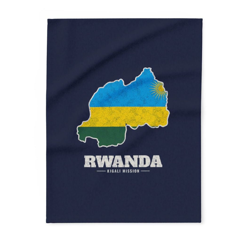 Rwanda Kigali Mission flag map fleece blanket by Weak Things