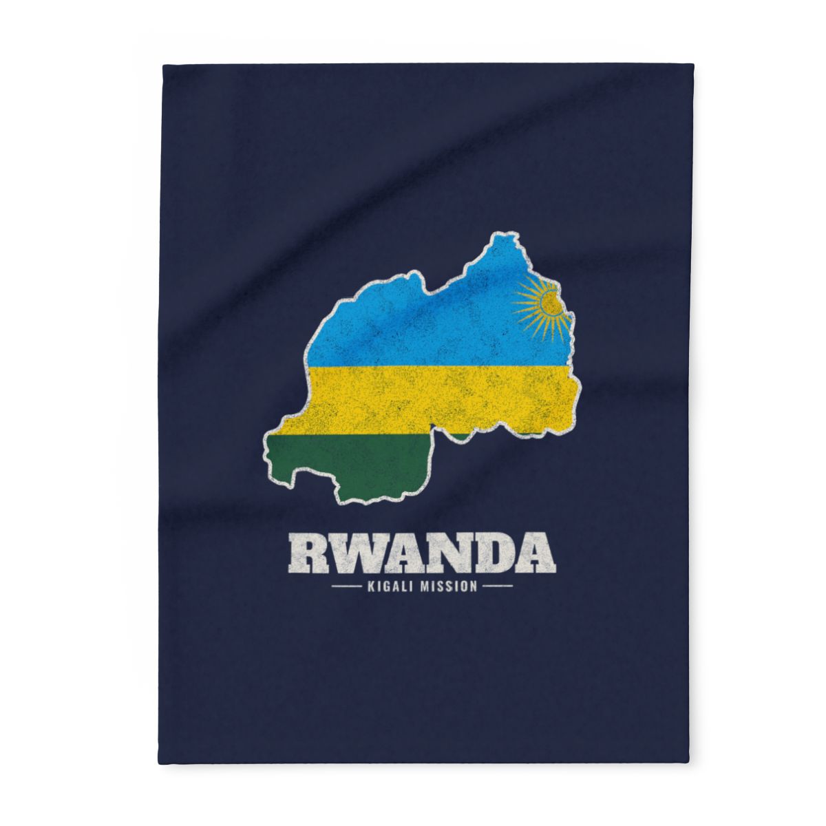 Rwanda Kigali Mission flag map fleece blanket by Weak Things