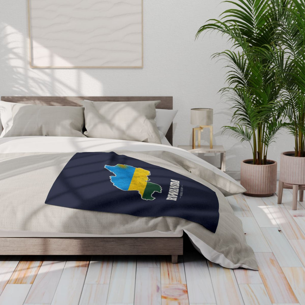 Rwanda Kigali Mission flag map fleece blanket by Weak Things view 3