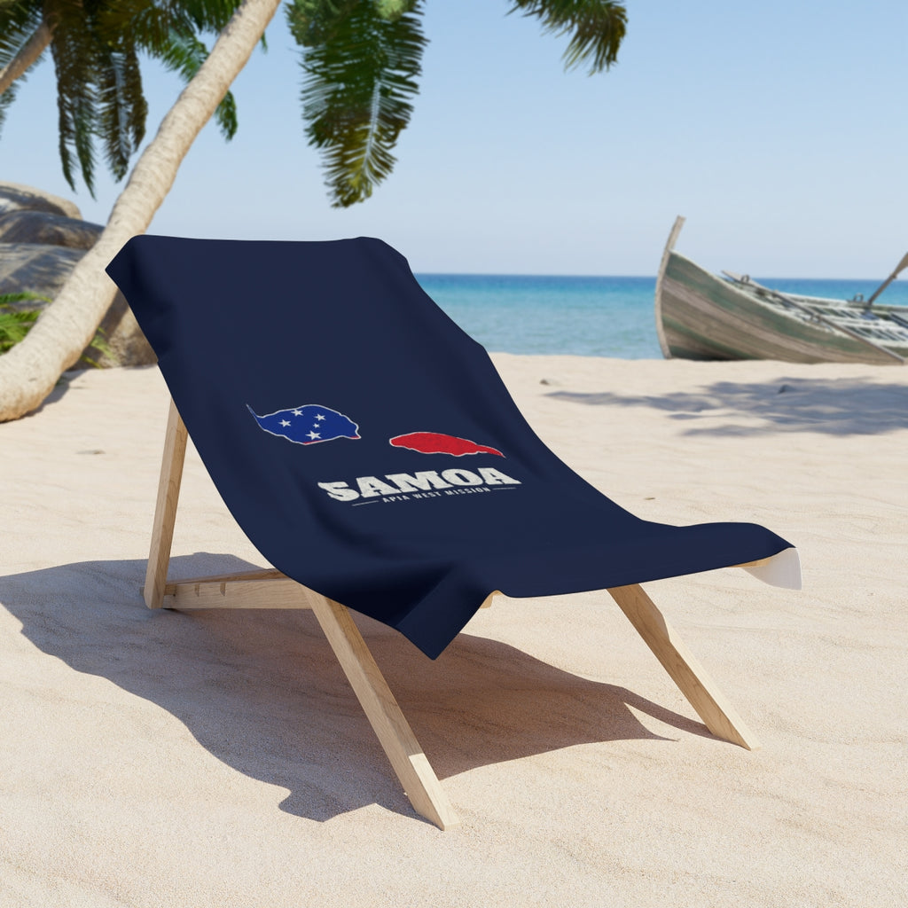 Samoa Apia West Mission flag map beach towel by Weak Things