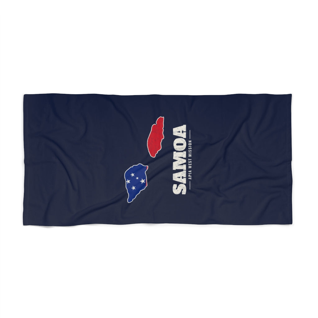 Samoa Apia West Mission flag map beach towel by Weak Things view 2