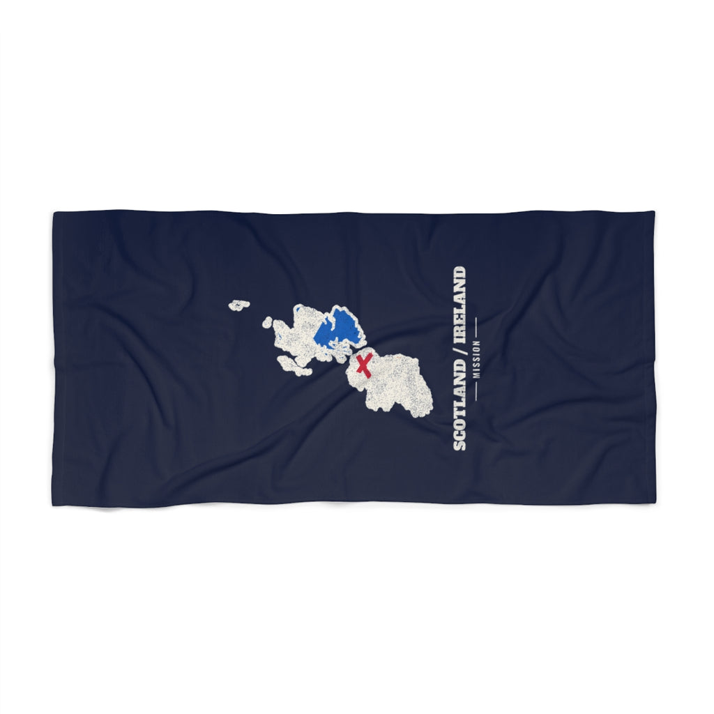 Scotland/Ireland Mission flag map beach towel by Weak Things view 2