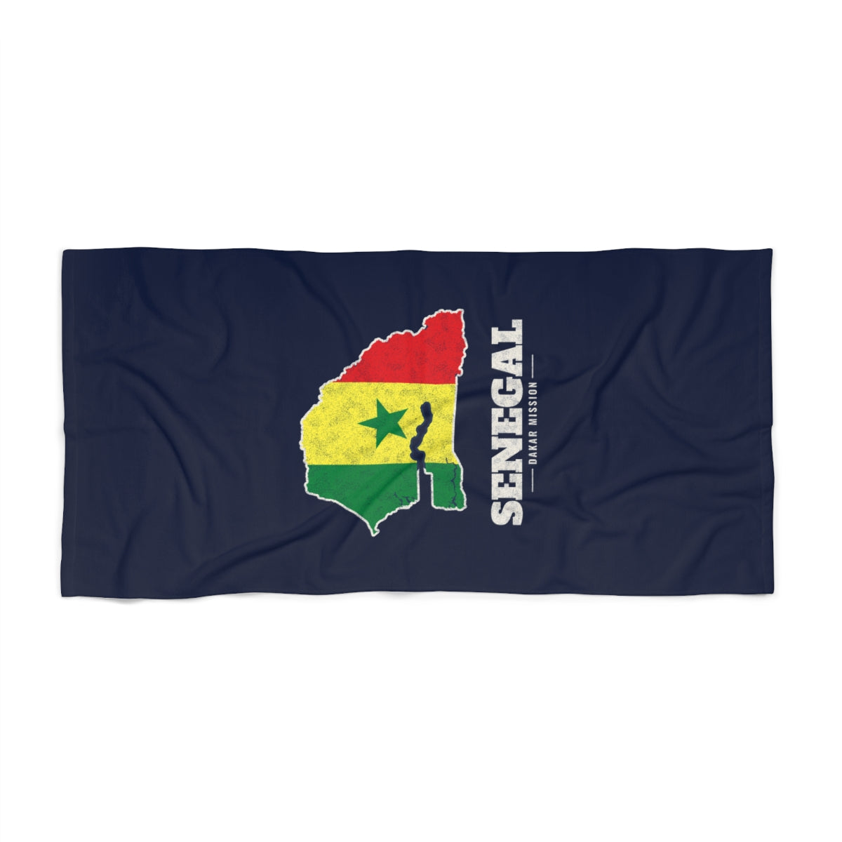 Senegal Dakar Mission flag map beach towel by Weak Things view 2