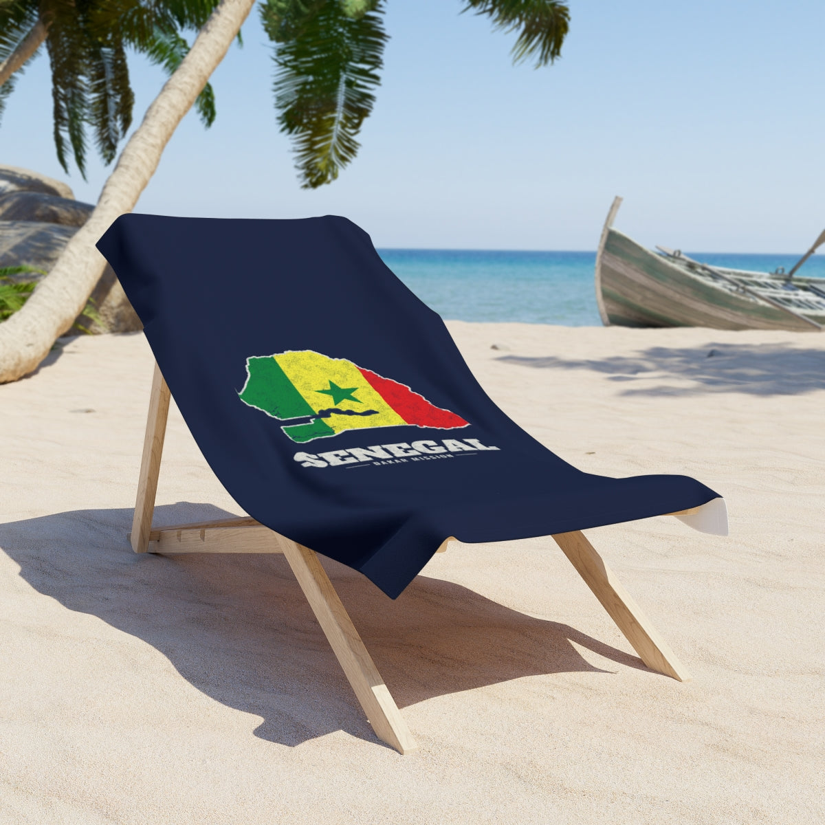 Senegal Dakar Mission flag map beach towel by Weak Things