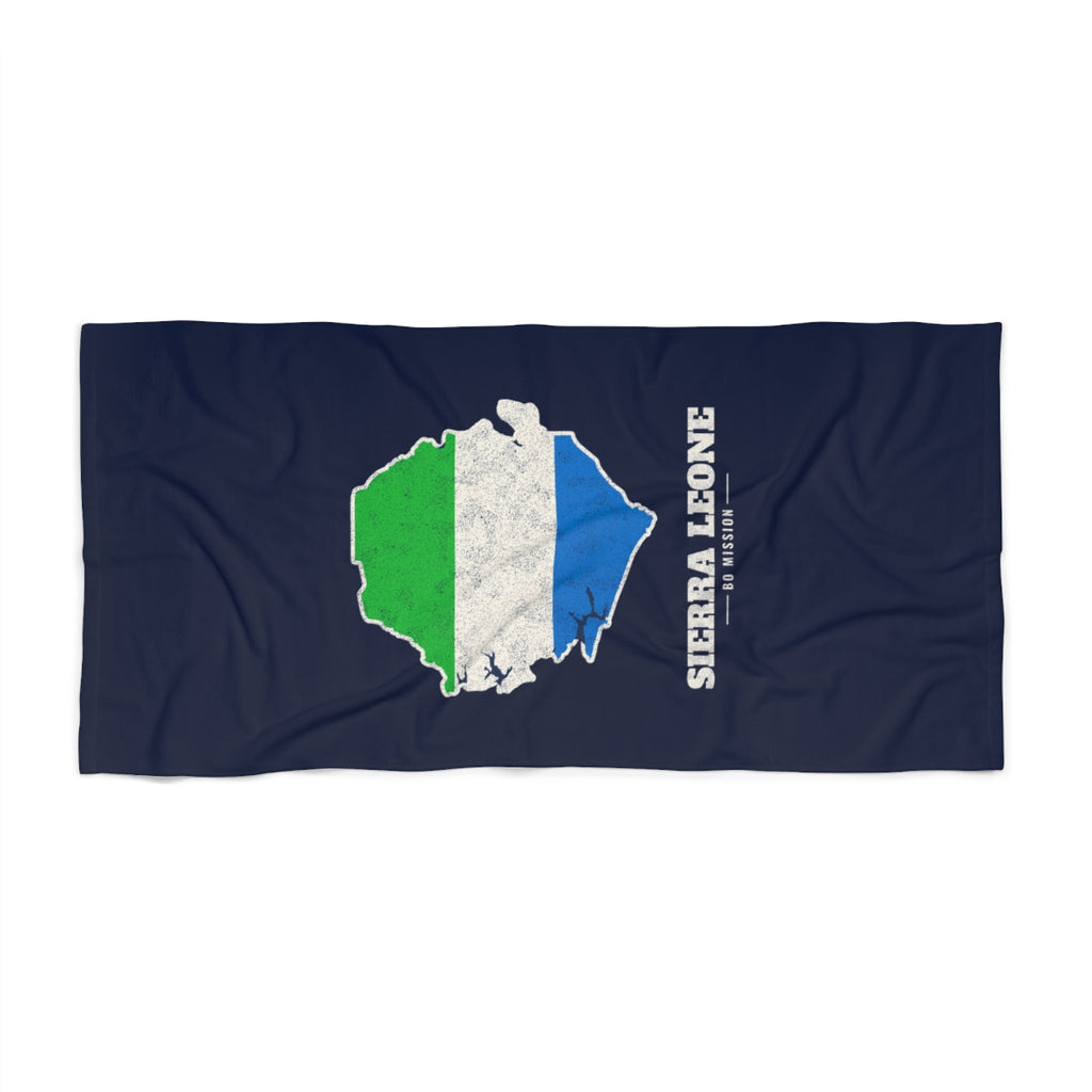 Sierra Leone Bo Mission flag map beach towel by Weak Things view 2