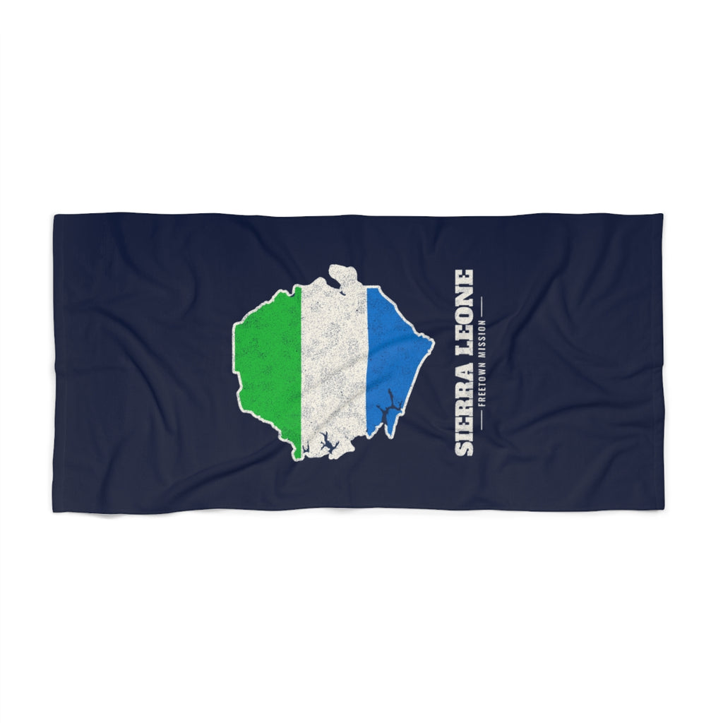Sierra Leone Freetown Mission flag map beach towel by Weak Things view 2
