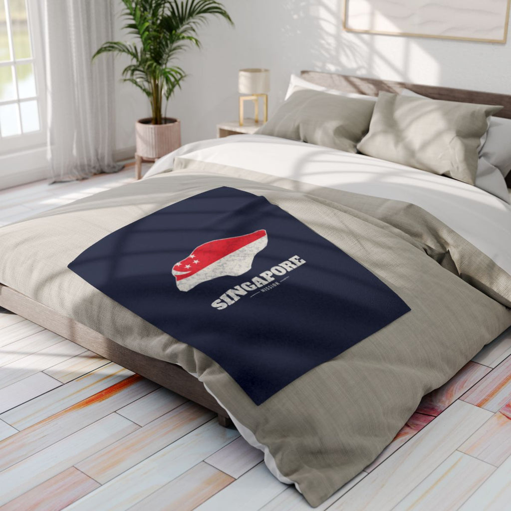 Singapore Mission flag map fleece blanket by Weak Things view 4