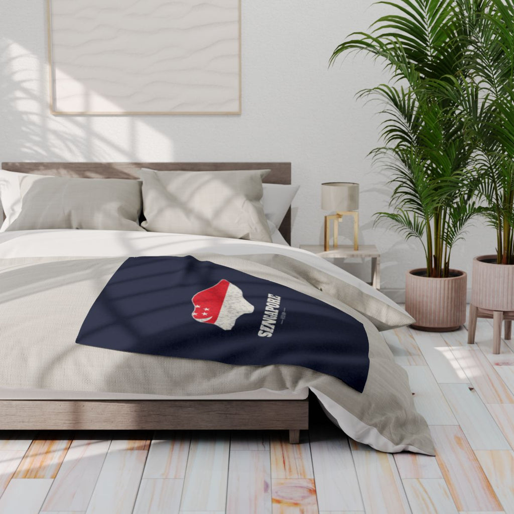 Singapore Mission flag map fleece blanket by Weak Things view 3