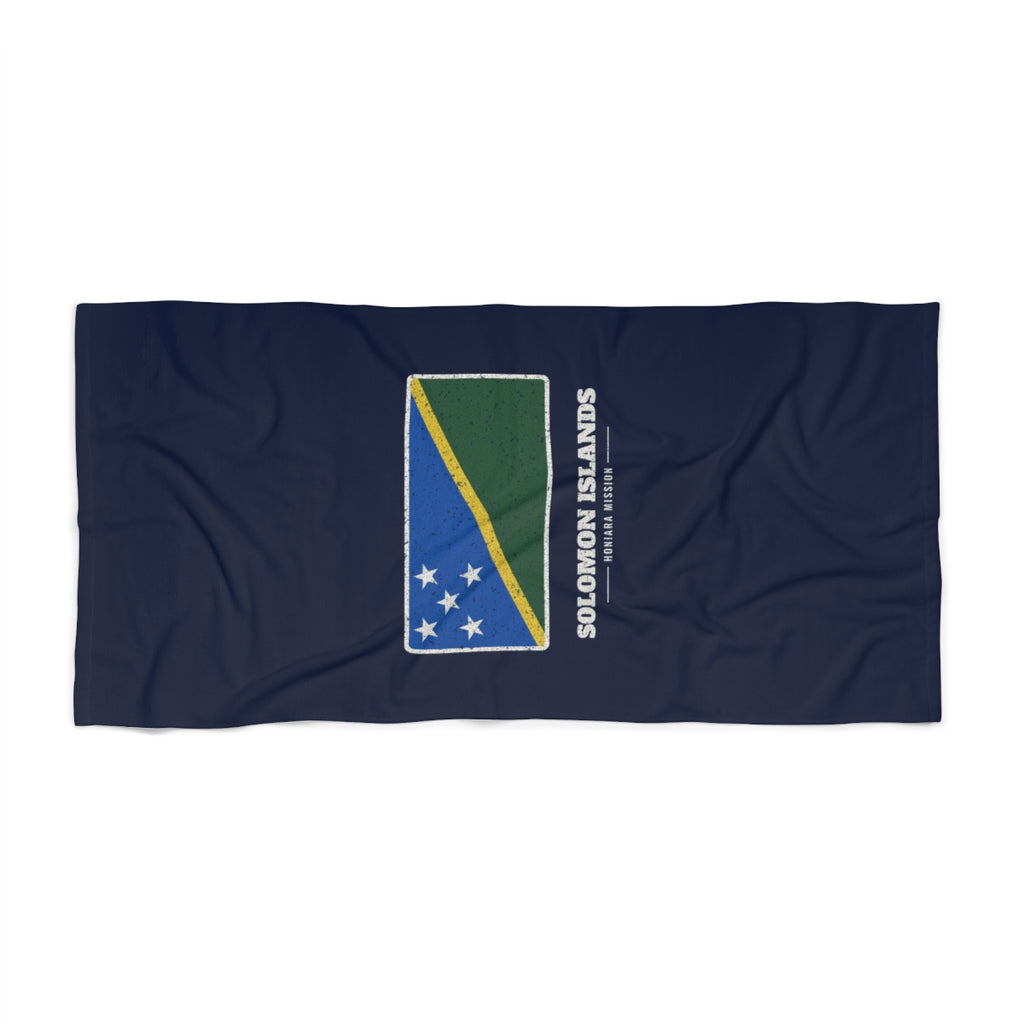 Solomon Islands Honiara Mission flag map beach towel by Weak Things view 2