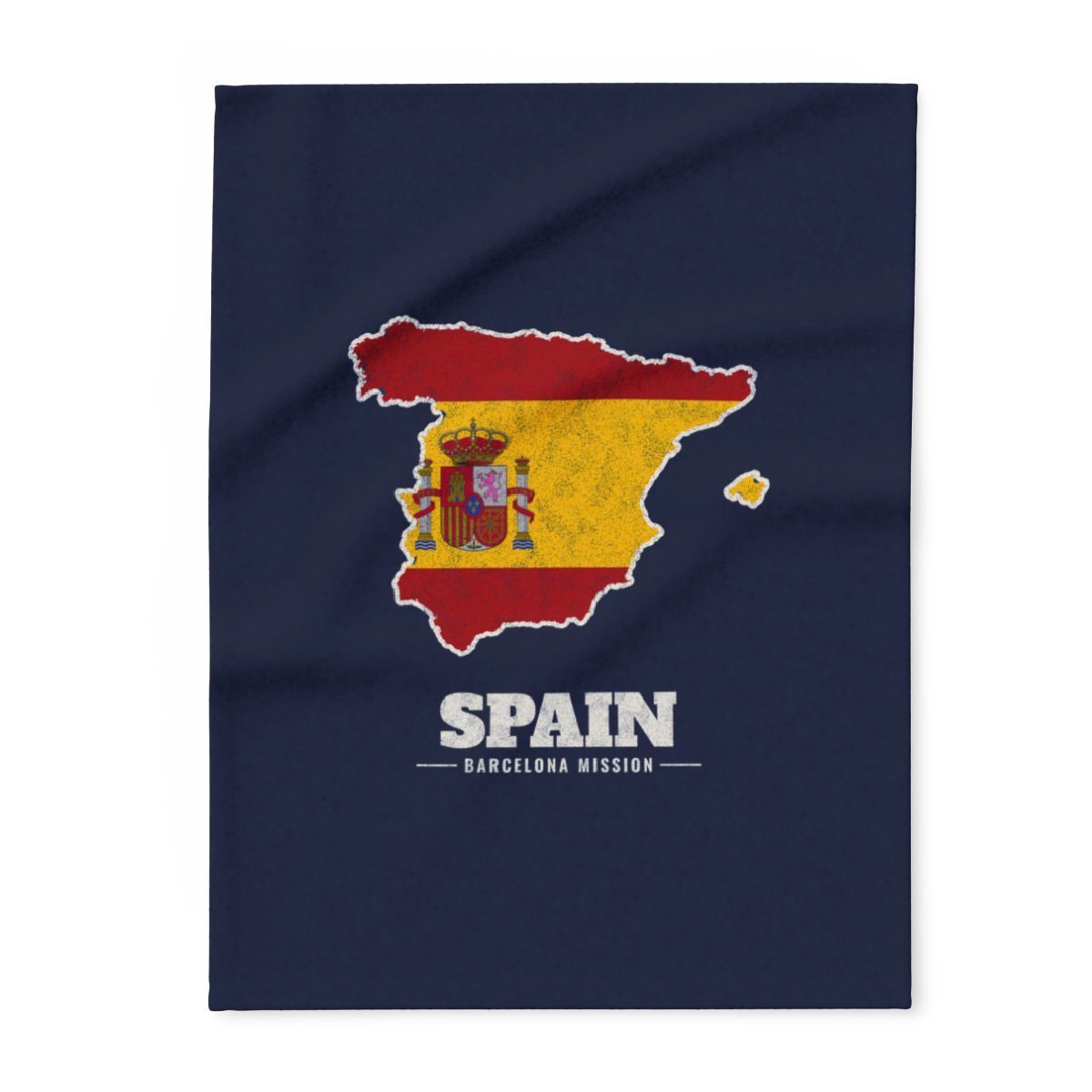 Spain Barcelona Mission flag map fleece blanket by Weak Things
