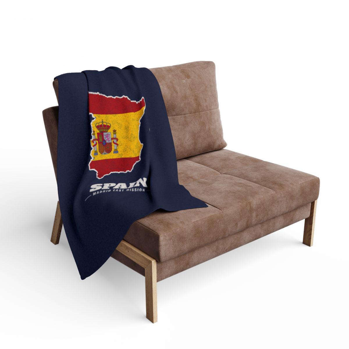 Spain Madrid East Mission flag map fleece blanket by Weak Things view 2