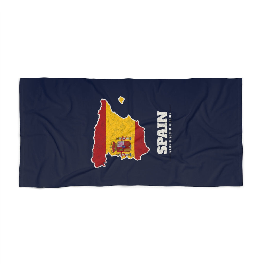 Spain Madrid South Mission flag map beach towel by Weak Things view 2