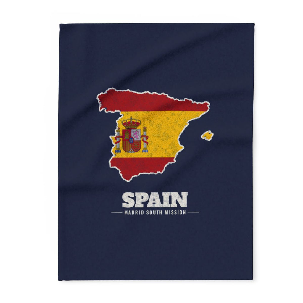 Spain Madrid South Mission flag map fleece blanket by Weak Things