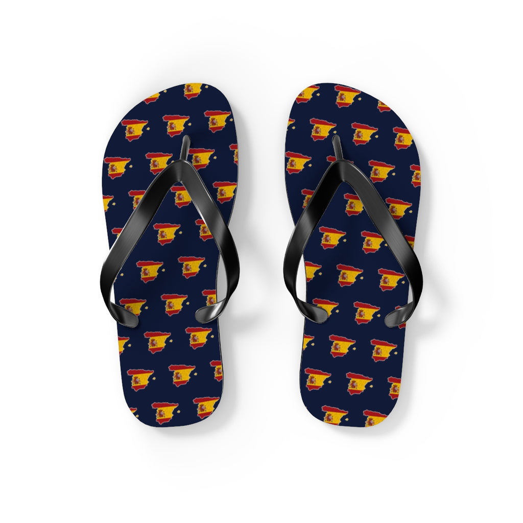 Spain Mission flag map flip flops by Weak Things view 2