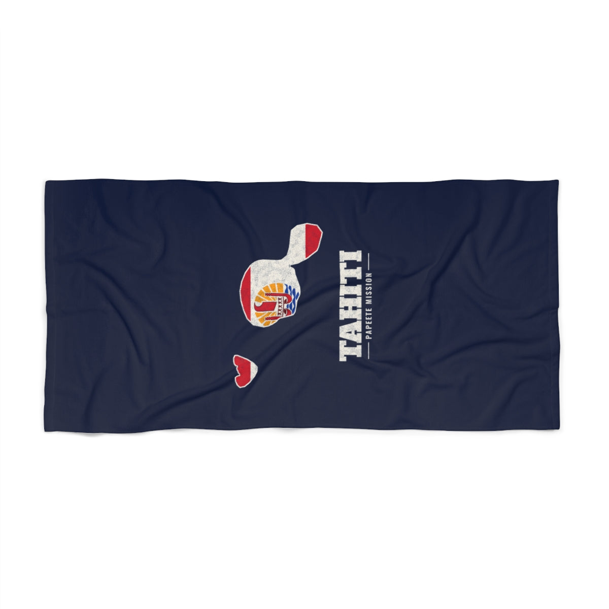 Tahiti Papeete Mission flag map beach towel by Weak Things view 2