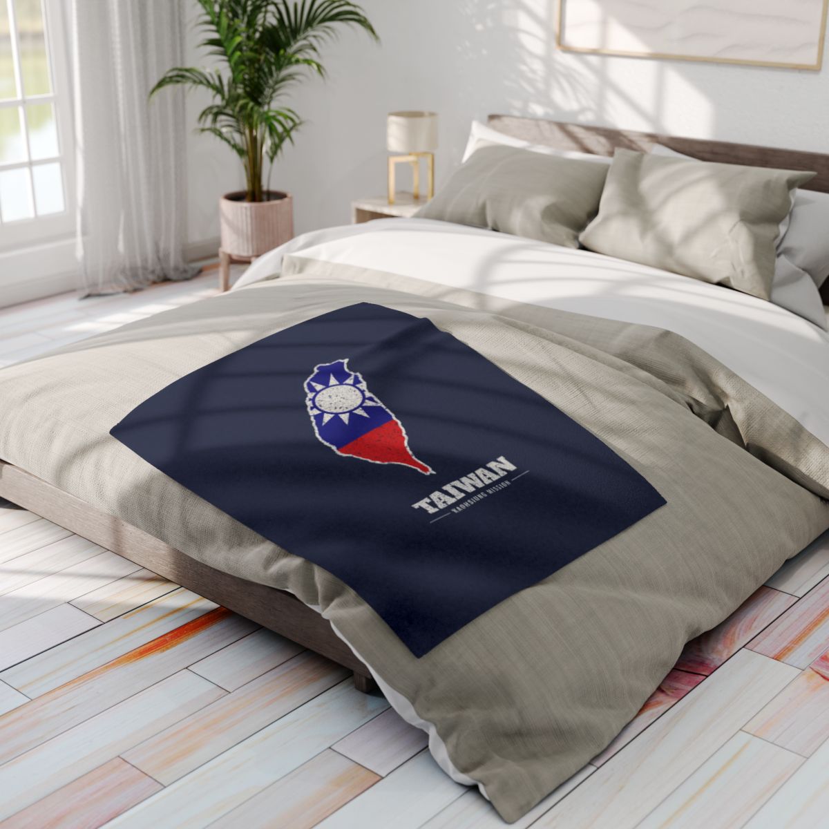 Taiwan Kaohsiung Mission flag map fleece blanket by Weak Things view 4