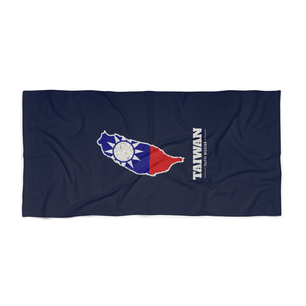 Taiwan Taipei Mission flag map beach towel by Weak Things view 2
