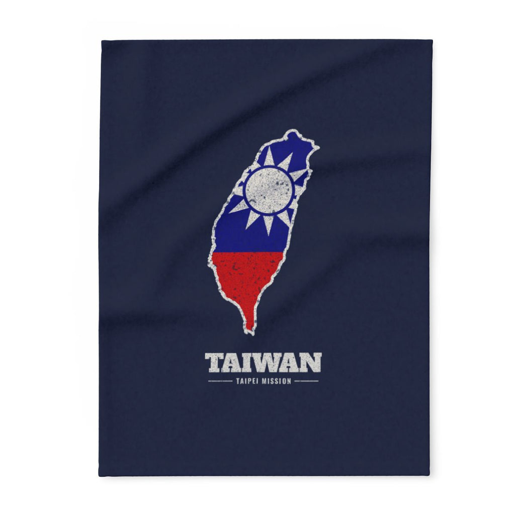 Taiwan Taipei Mission flag map fleece blanket by Weak Things