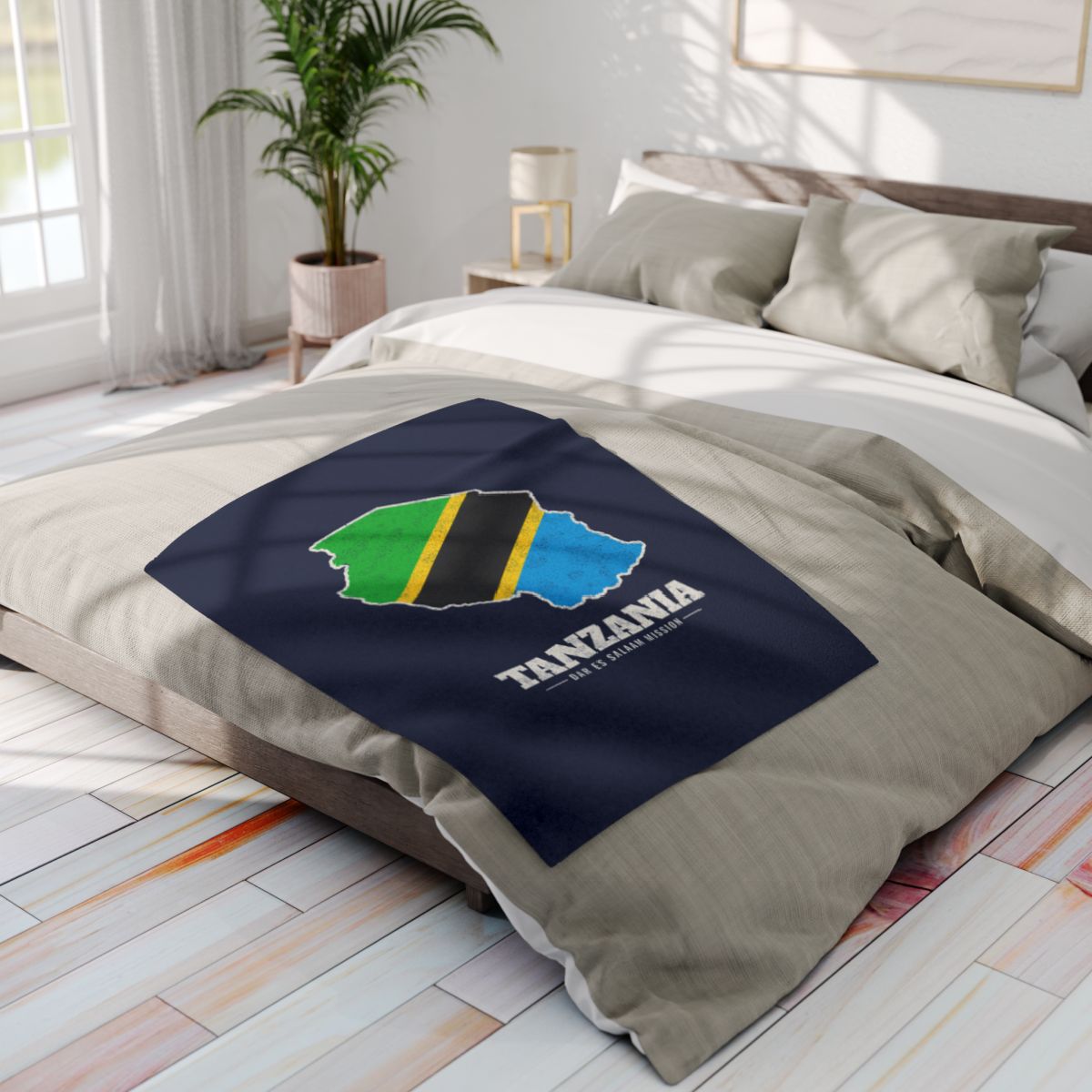 Tanzania Dar es Salaam Mission flag map fleece blanket by Weak Things view 4