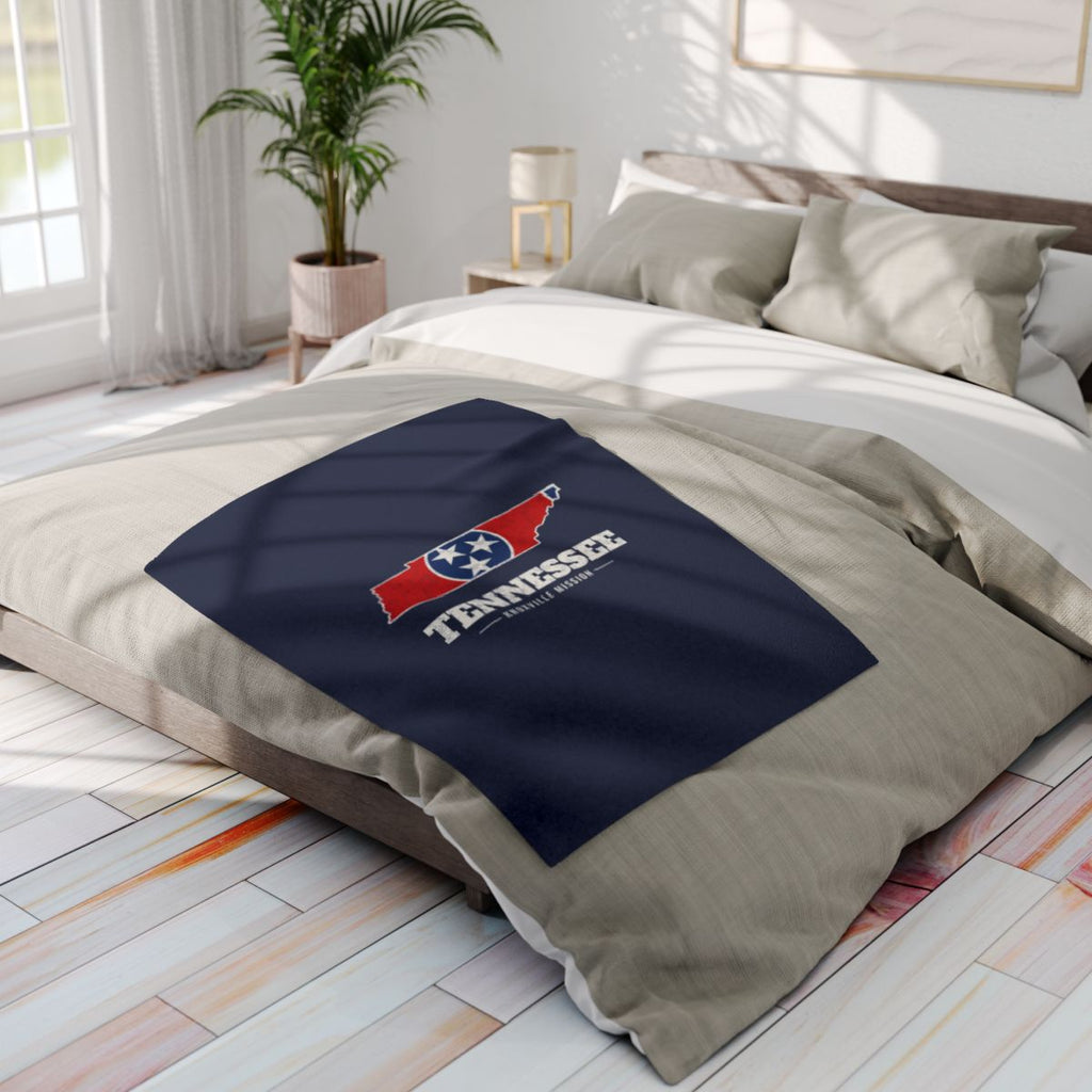 Tennessee Knoxville Mission flag map fleece blanket by Weak Things view 4