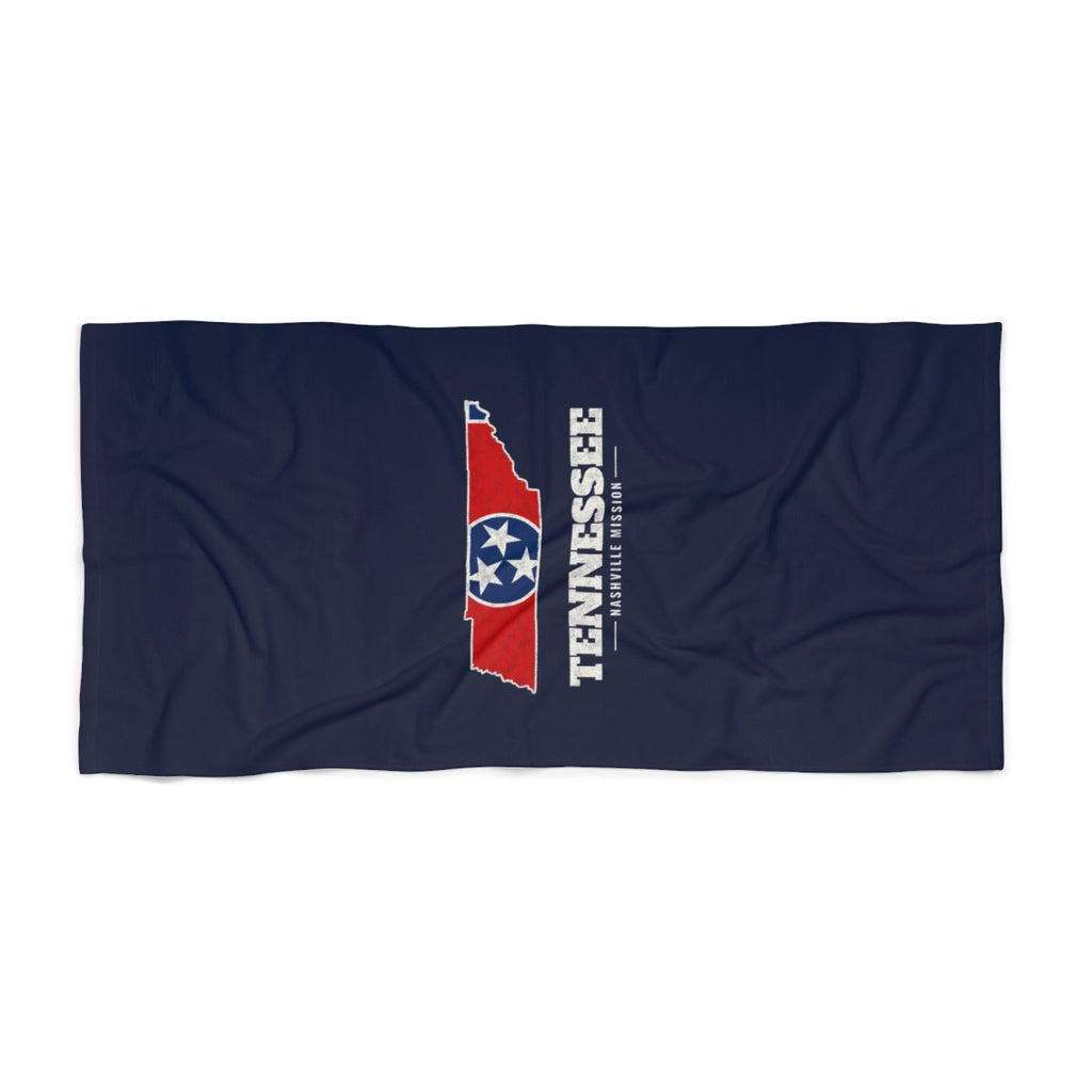Tennessee Nashville Mission flag map beach towel by Weak Things view 2
