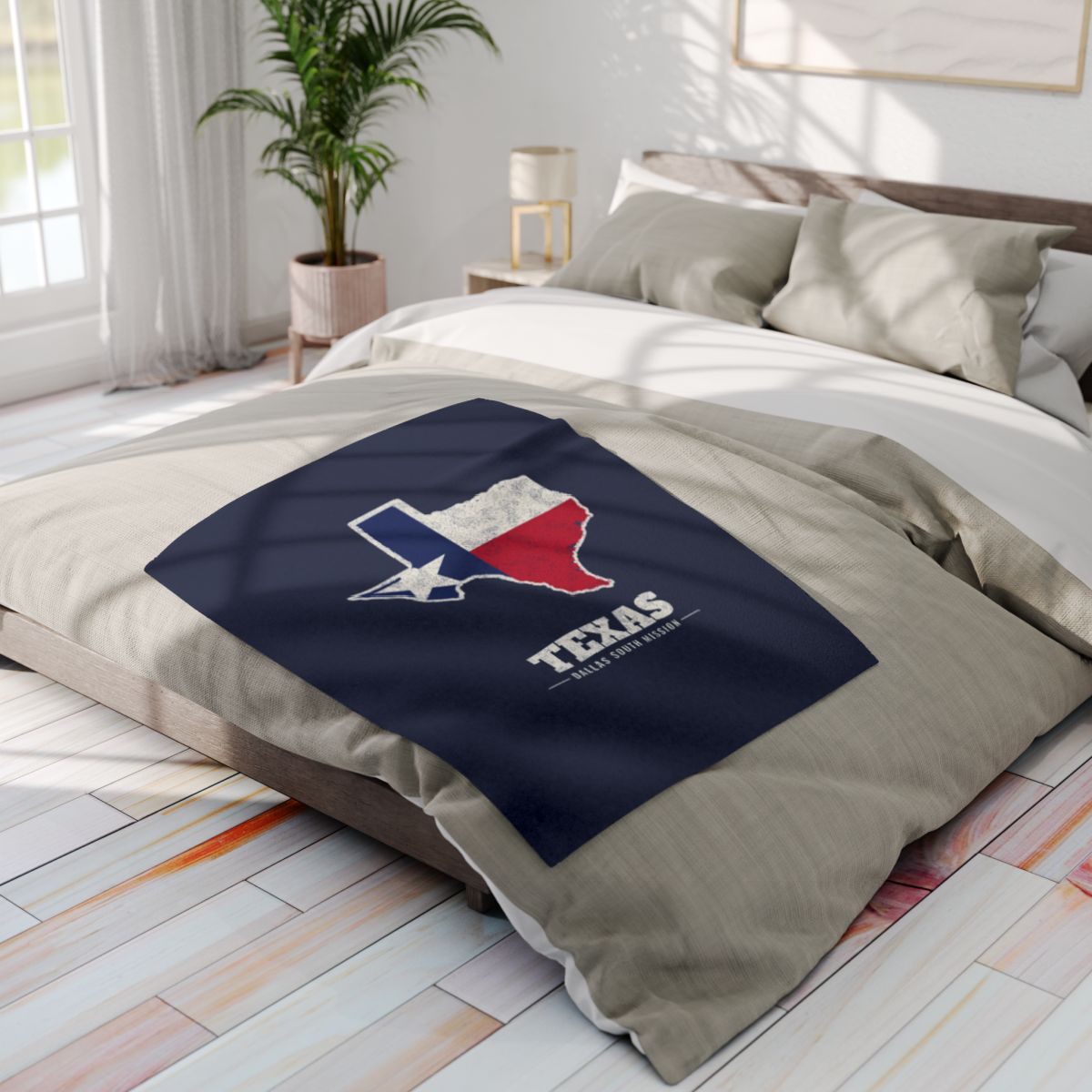 Texas Dallas South Mission flag map fleece blanket by Weak Things view 4