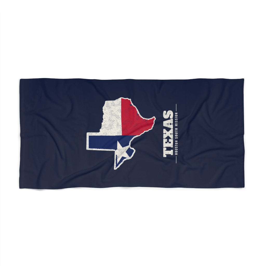 Texas Houston South Mission flag map beach towel by Weak Things view 2
