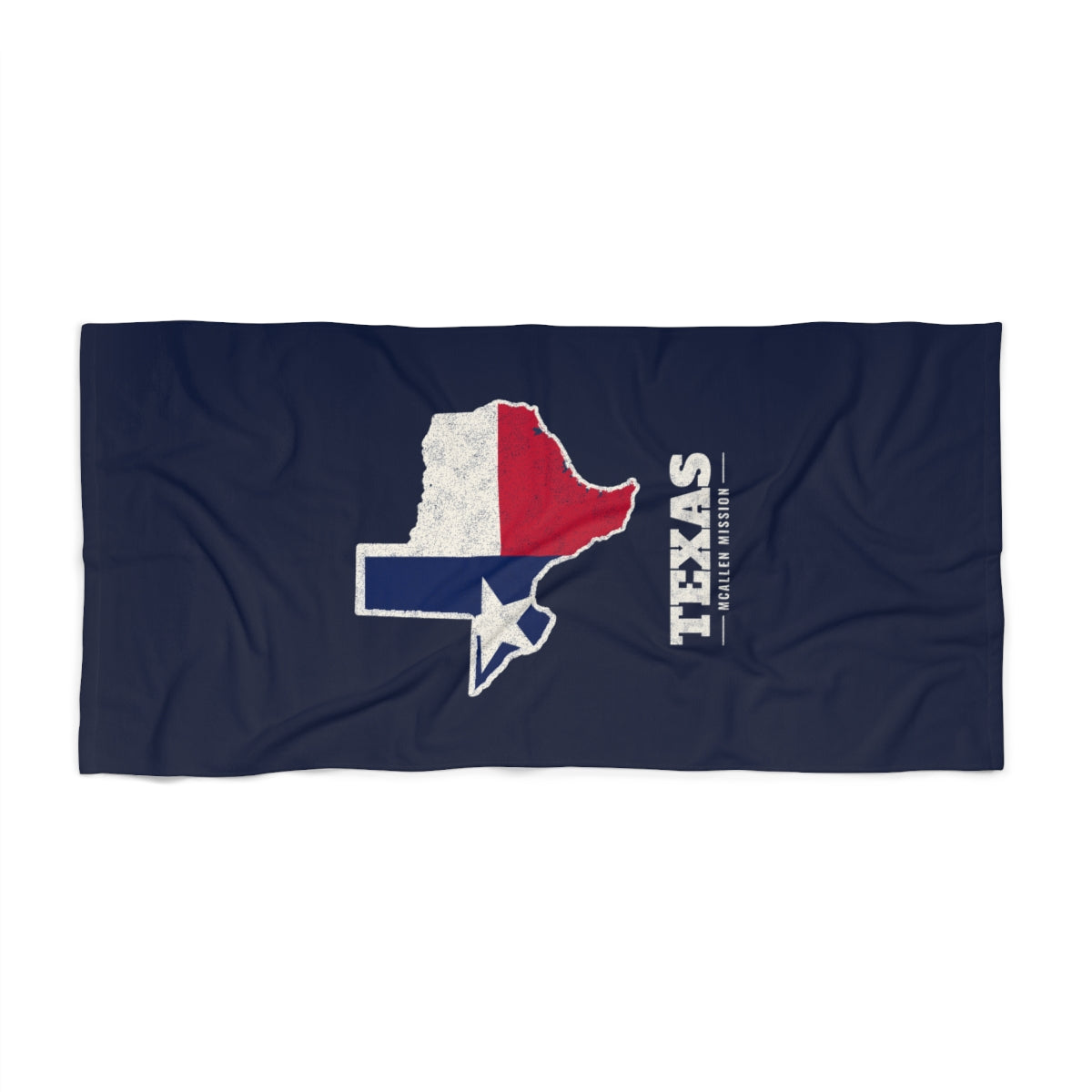 Texas McAllen Mission flag map beach towel by Weak Things view 2