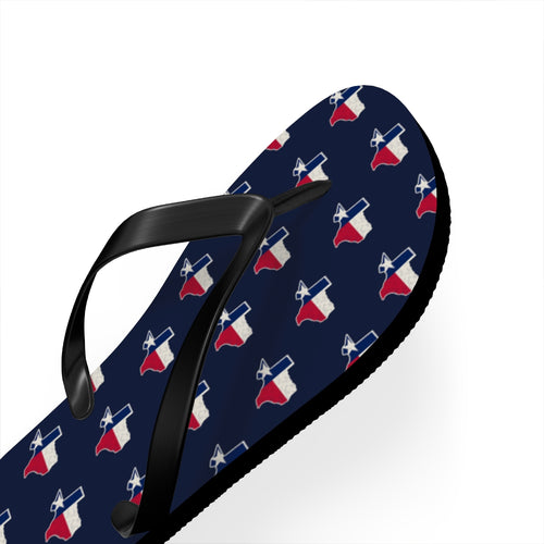 Texas Mission flag map flip flops by Weak Things view 3