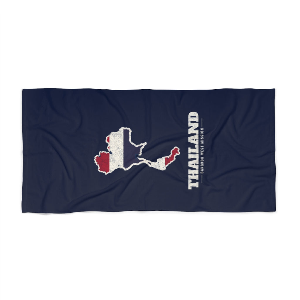 Thailand Bangkok West Mission flag map beach towel by Weak Things view 2