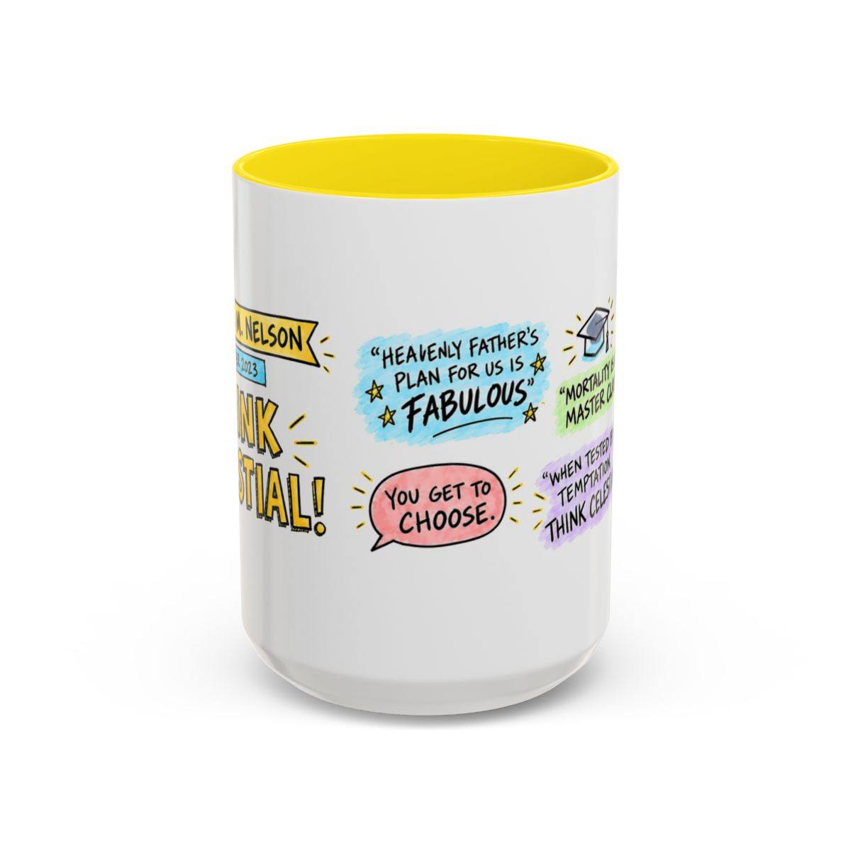 Think Celestial! Sketch Note Mug — Russell M. Nelson