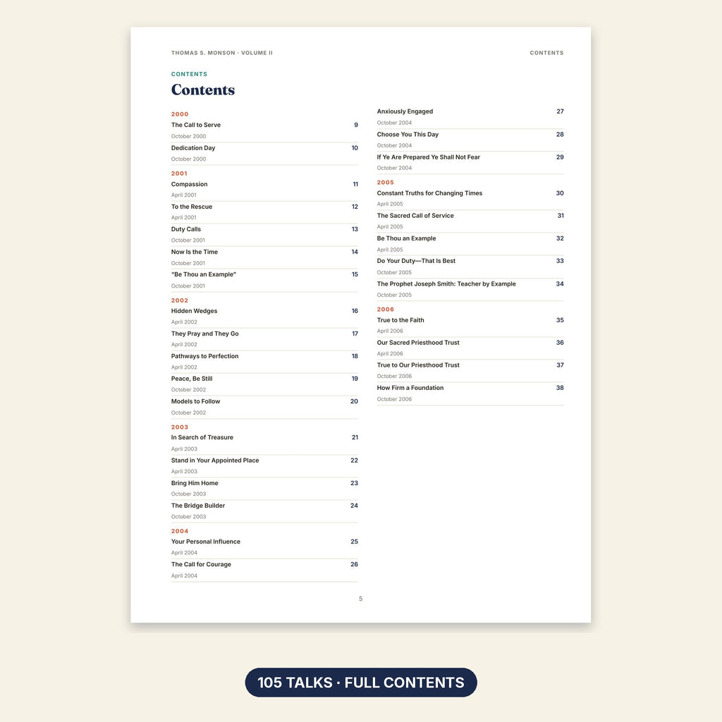 Thomas S. Monson Volume II contents page