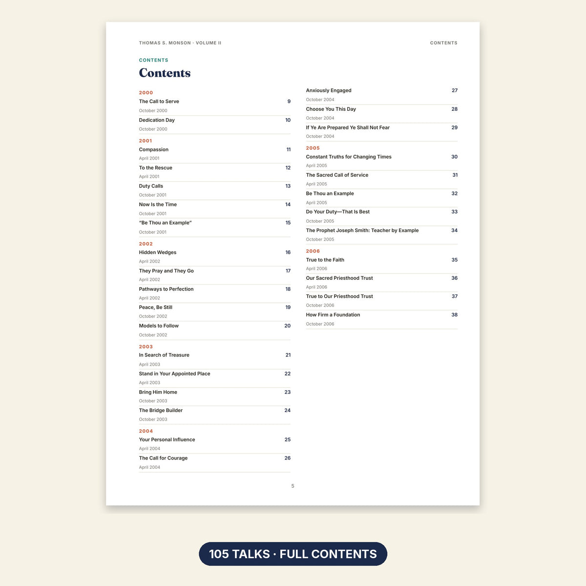 Thomas S. Monson Volume II contents page