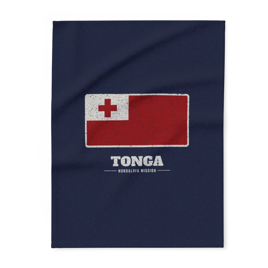 Tonga Nukualofa Mission flag map fleece blanket by Weak Things