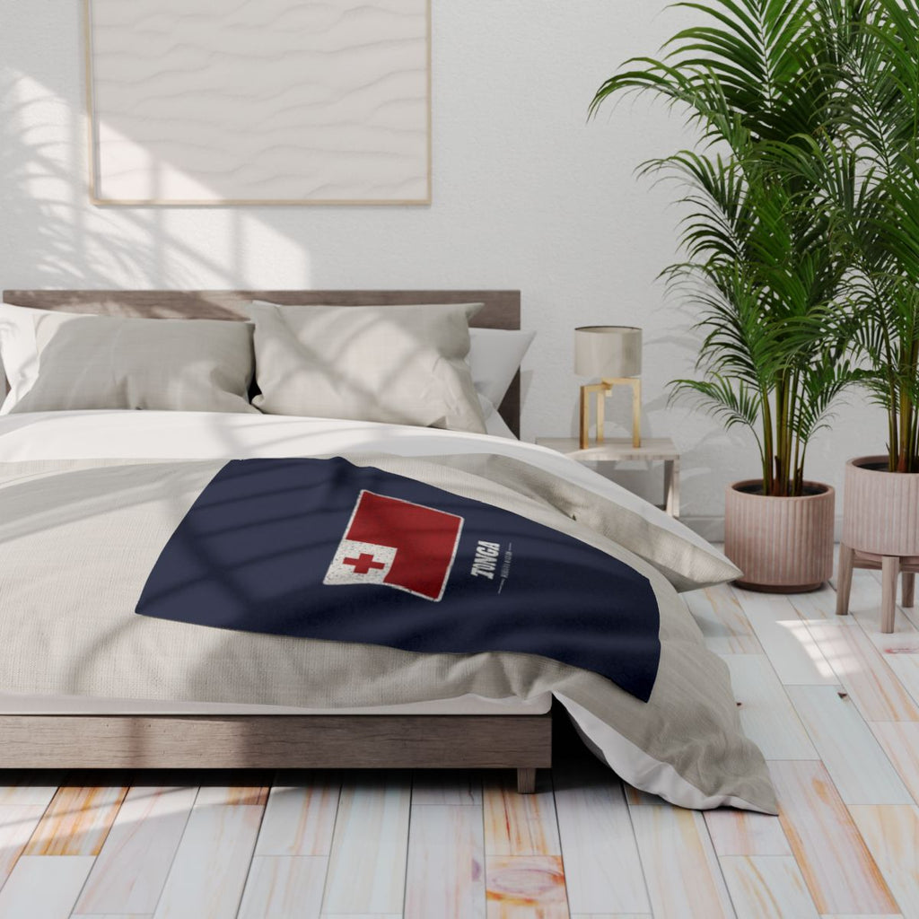 Tonga Nukualofa Mission flag map fleece blanket by Weak Things view 3