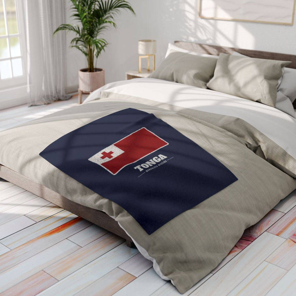 Tonga Nukualofa Mission flag map fleece blanket by Weak Things view 4