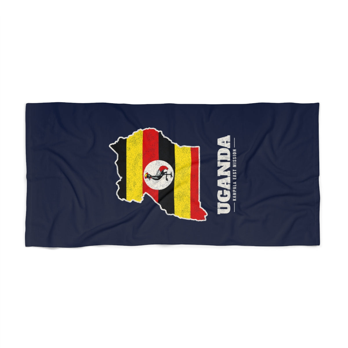 Uganda Kampala East Mission flag map beach towel by Weak Things view 2