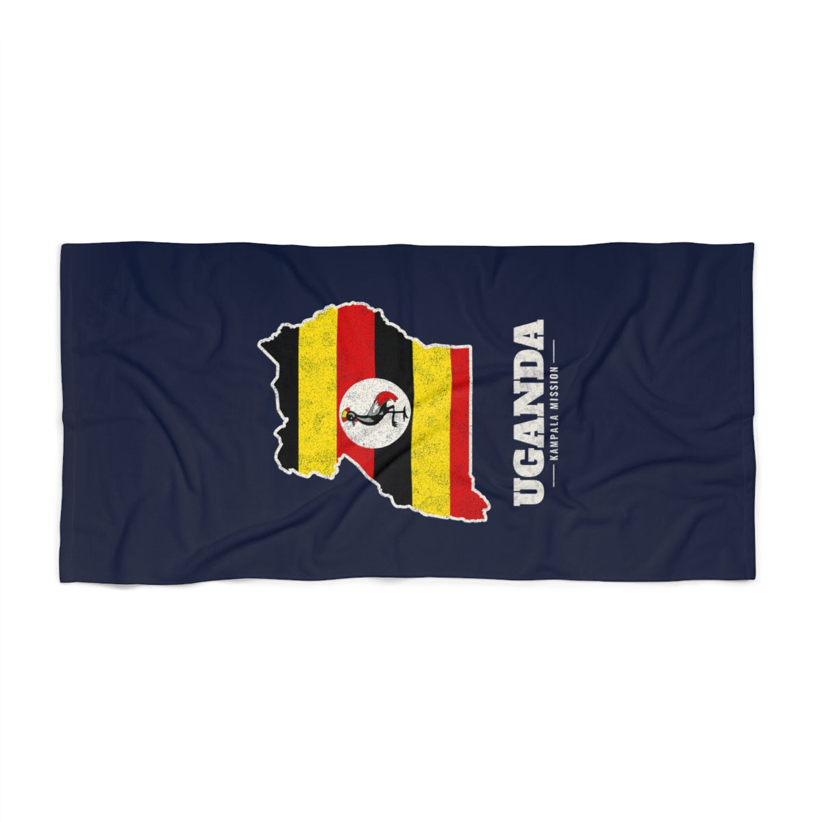 Uganda Kampala Mission flag map beach towel by Weak Things view 2