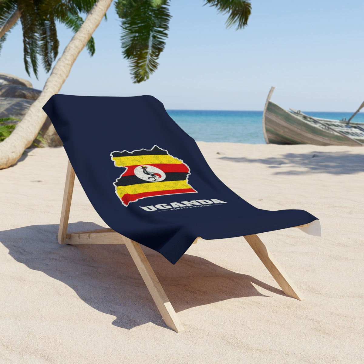 Uganda Kampala Mission flag map beach towel by Weak Things