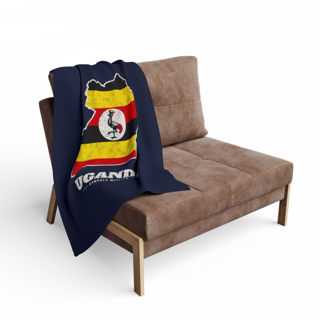 Uganda Kampala Mission flag map fleece blanket by Weak Things view 2