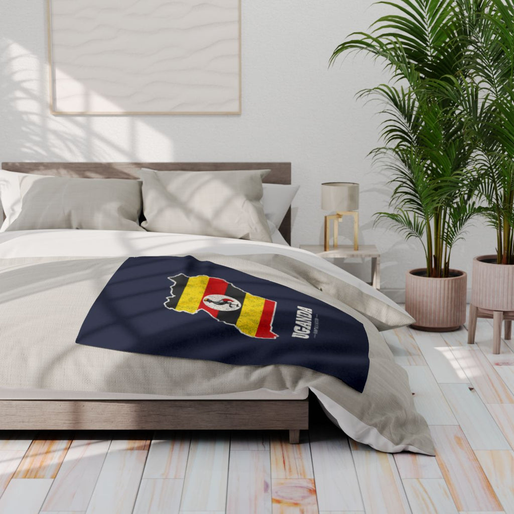 Uganda Kampala Mission flag map fleece blanket by Weak Things view 3