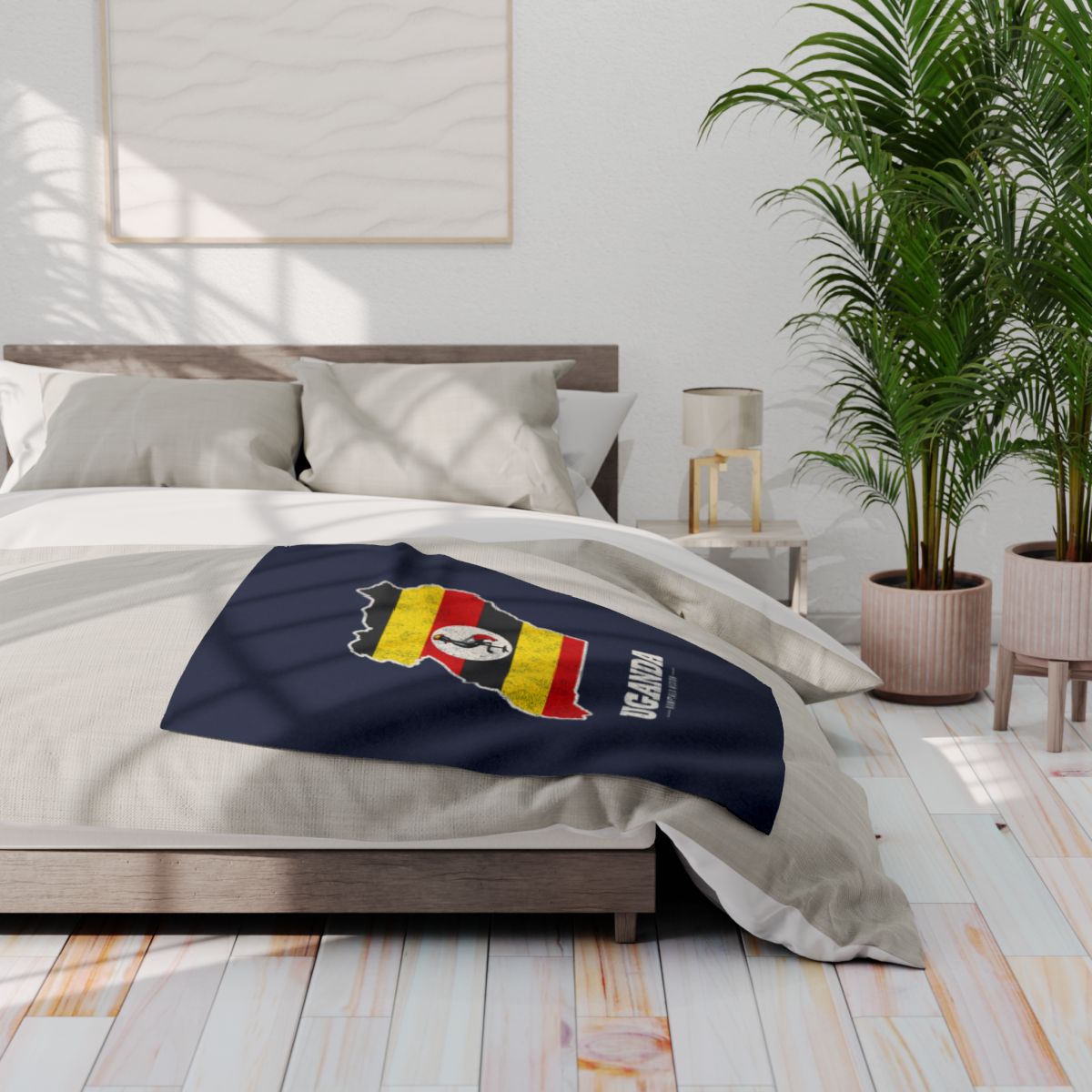 Uganda Kampala Mission flag map fleece blanket by Weak Things view 3