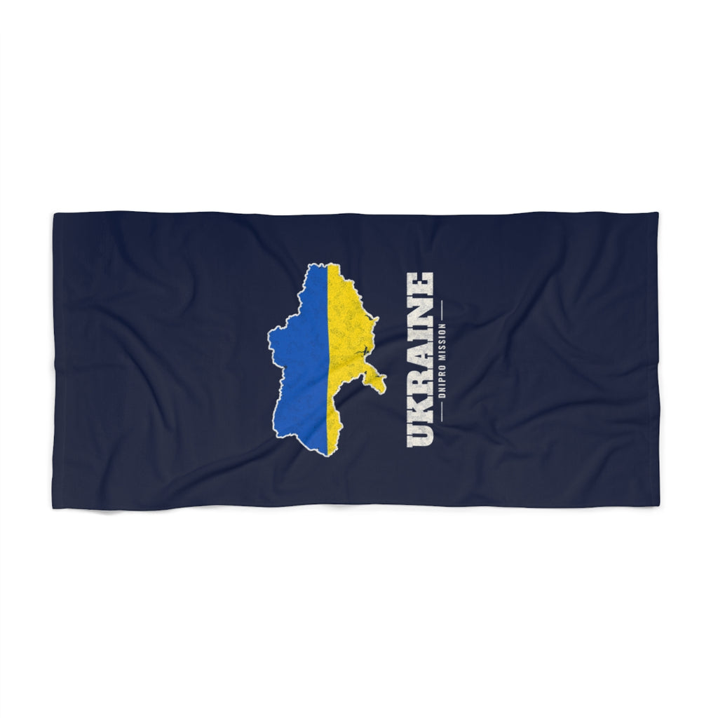 Ukraine Dnipro Mission flag map beach towel by Weak Things view 2