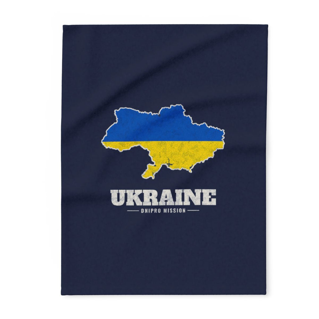 Ukraine Dnipro Mission flag map fleece blanket by Weak Things