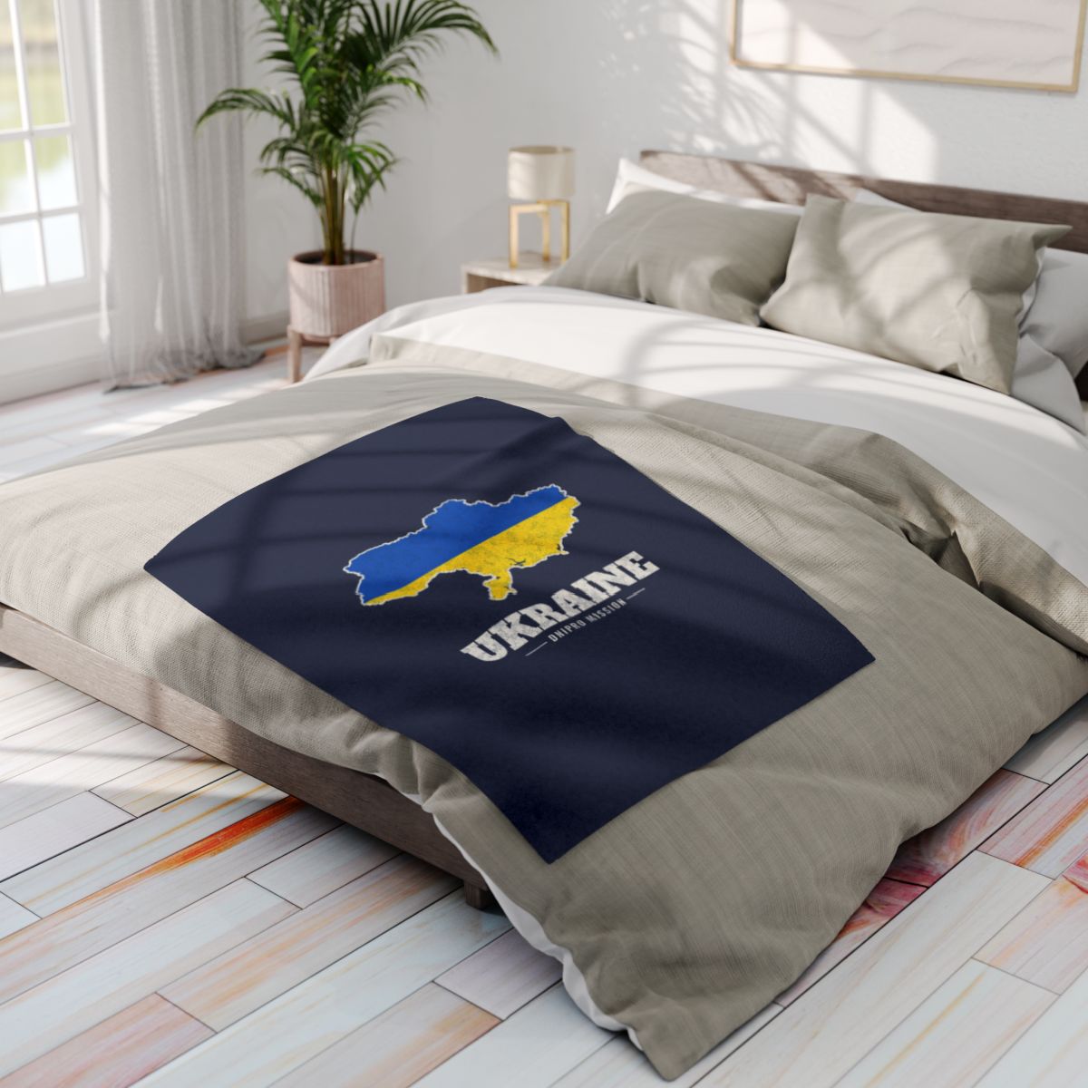 Ukraine Dnipro Mission flag map fleece blanket by Weak Things view 4