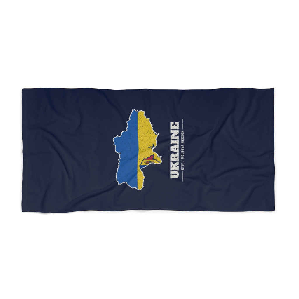 Ukraine Kyiv/Moldova Mission flag map beach towel by Weak Things view 2
