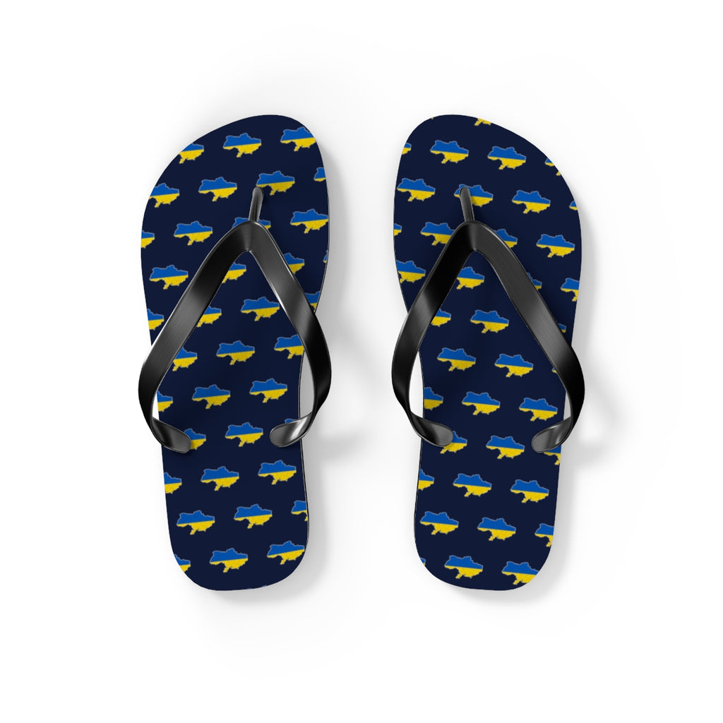 Ukraine Mission flag map flip flops by Weak Things view 2